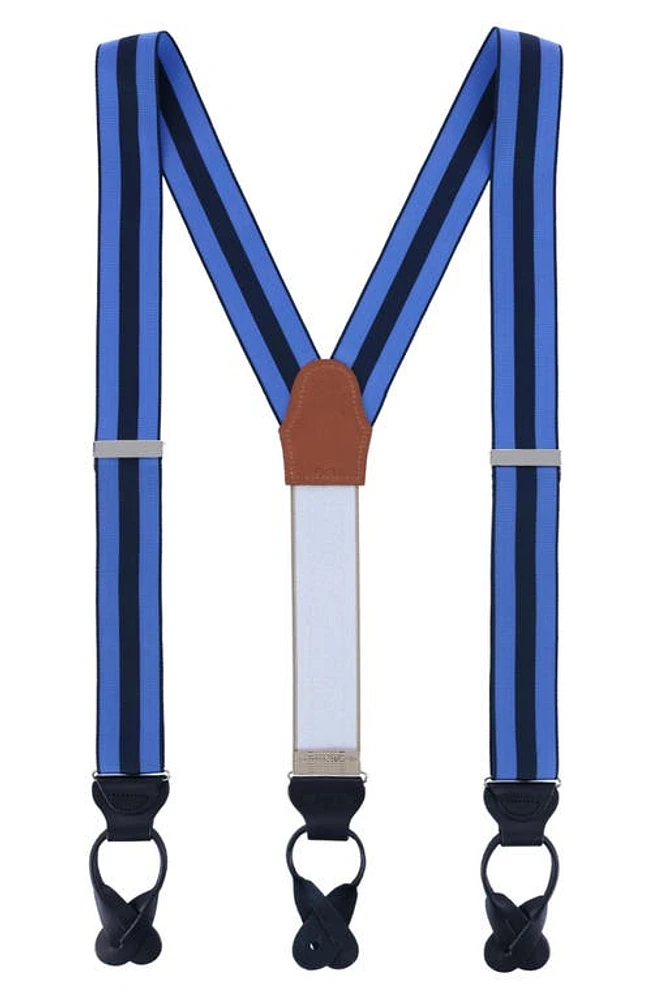 Trafalgar Balint Stripe Grosgrain Suspenders in Blue And Navy at Nordstrom