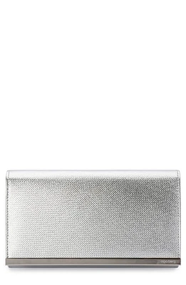 Olga Berg Maddie Metallic Embossed Foldover Clutch in Silver at Nordstrom