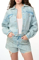 BLANKNYC Studded Drop Shoulder Denim Trucker Jacket Starstruck at Nordstrom,