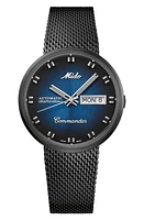 MIDO Commander Shade Automatic Mesh Strap Watch, 37mm in Black/Blue at Nordstrom