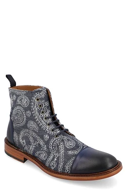 TAFT The Jack Lace-Up Cap Toe Boot in Blue Paisley at Nordstrom, Size 6