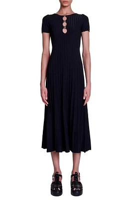 maje Roxou Rib Cutout Knit Dress Black at Nordstrom,