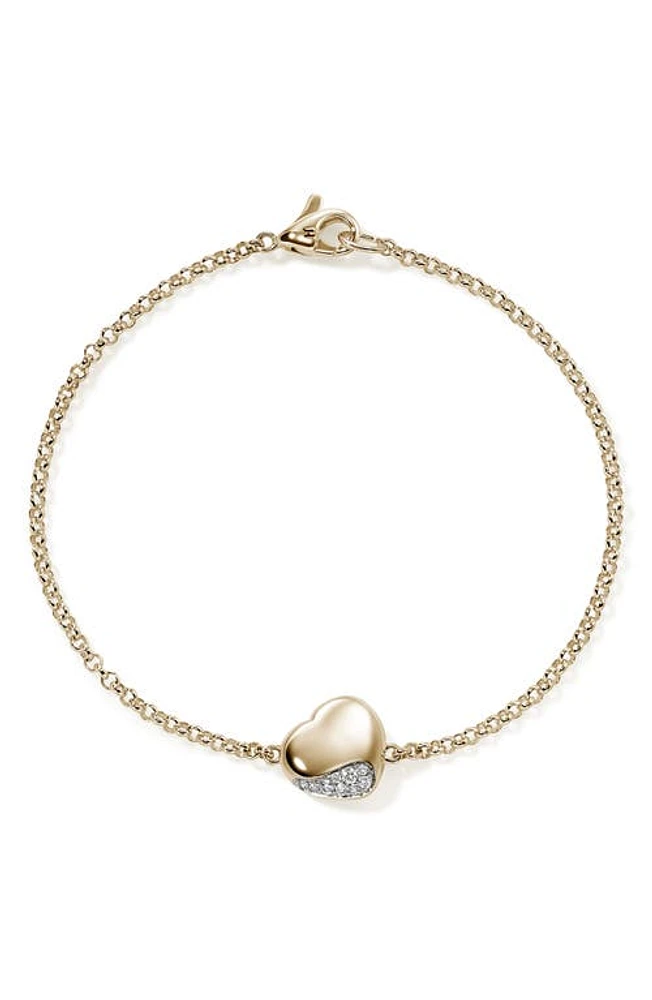 John Hardy Pebble Heart Pavé Diamond Bracelet in Gold at Nordstrom