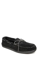 Minnetonka Genuine Shearling Moccasin Black at Nordstrom,