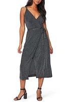 PAIGE Marina Metallic Wrap Dress in Black W/Silver Metallic at Nordstrom, Size Small