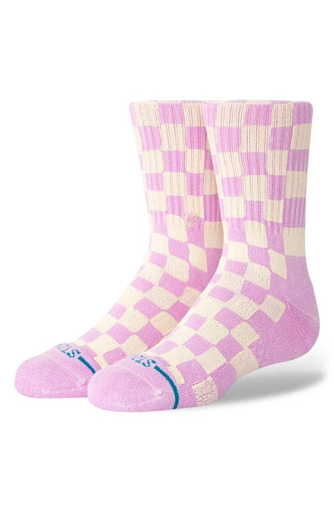 Stance Kids' Checkidy Crew Socks in Lilacice at Nordstrom, Size Large