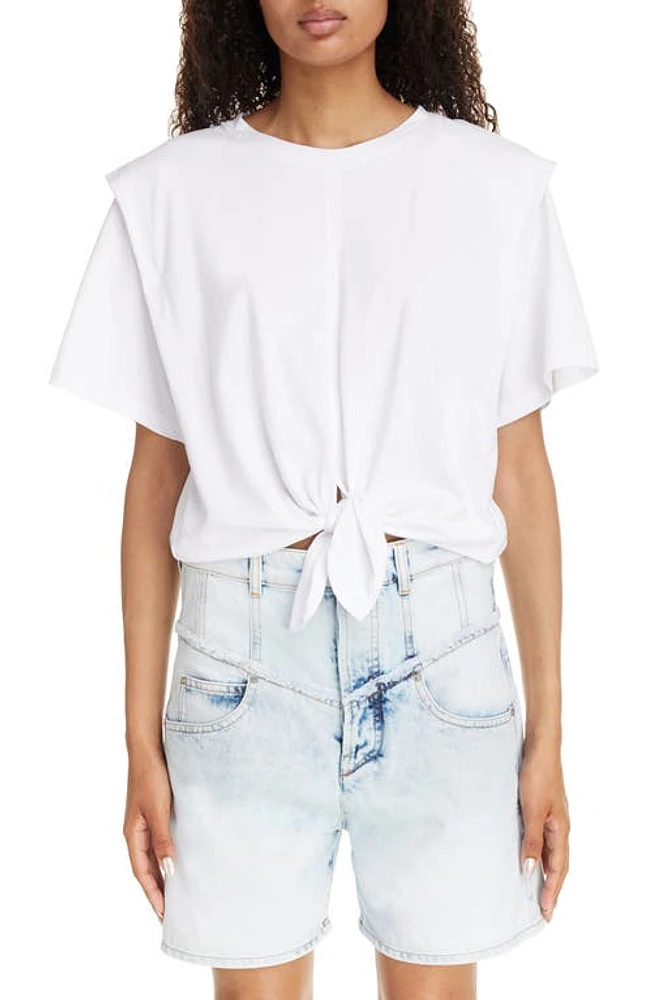 Isabel Marant Zelikia Modern Tie Front Cotton Jersey Top at Nordstrom,