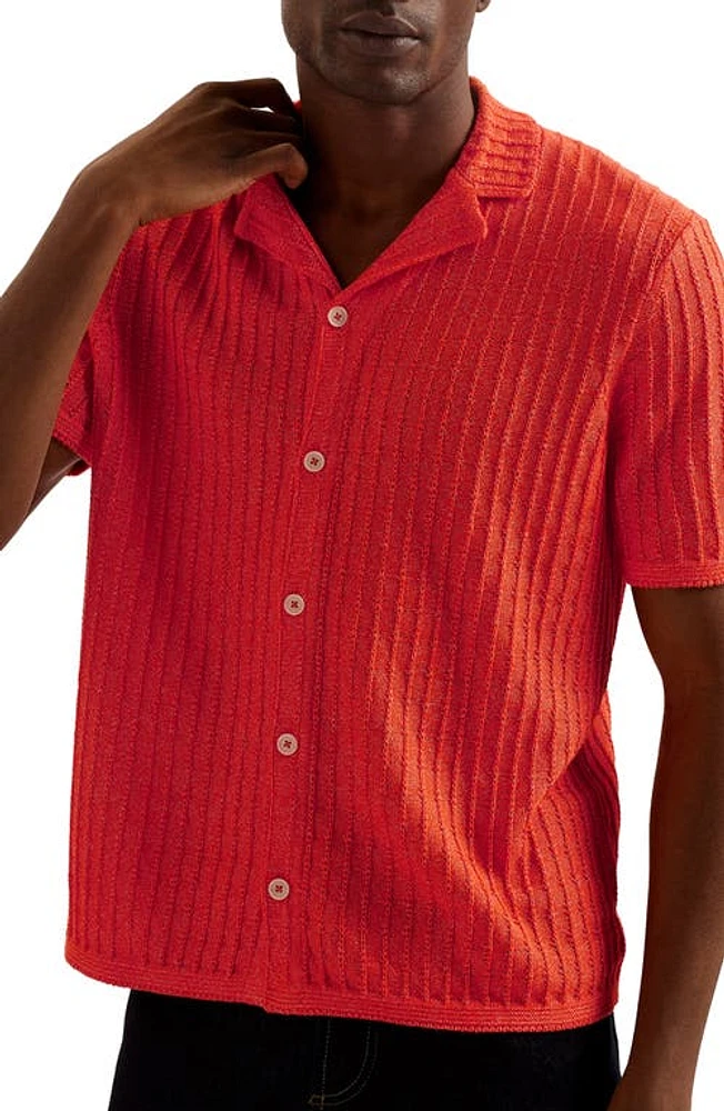 Ted Baker London Proof Rib Short Sleeve Button-Up Knit Shirt at Nordstrom,