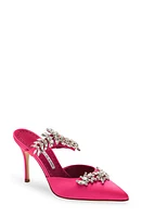 Manolo Blahnik Lurum Crystal Leaf Pointed Toe Mule in Pink at Nordstrom, Size 8.5Us