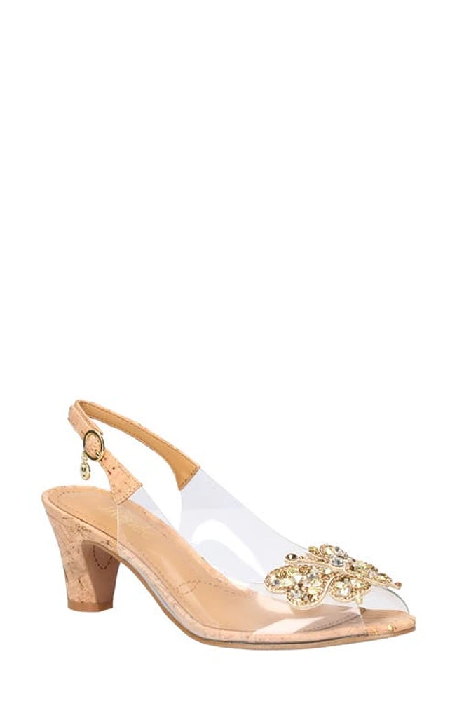 J. Reneé Kerensa Crystal Butterfly Slingback Pump Clear/Natural/Gold at Nordstrom,