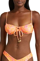 Kulani Kinis Ruched Floral Underwire Bikini Top in Citrus Sunrise at Nordstrom, Size X-Small