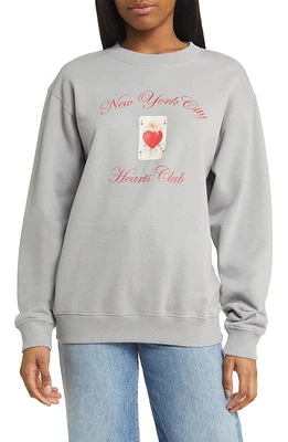 GOLDEN HOUR New York City Hearts Club Cotton Blend Fleece Graphic Sweatshirt Washed Formal Grey at Nordstrom,