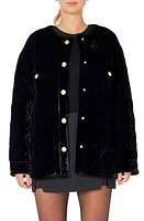 Endless Rose Premium Quilted Velvet Oversized Jacket Black at Nordstrom,