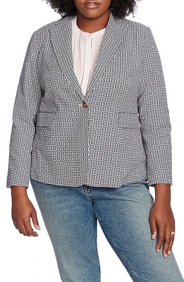 Court & Rowe Tile Floral One-Button Blazer Chambray Pink at Nordstrom,