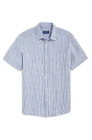 vineyard vines Stripe Linen Short Sleeve Button-Up Shirt at Nordstrom,