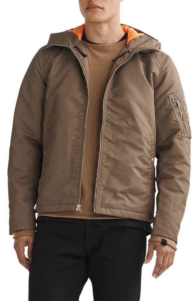 rag & bone Manston Hooded Recycled Nylon Tactic Jacket in Mink at Nordstrom, Size Medium