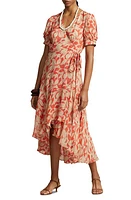 Polo Ralph Lauren Deane Floral Print High-Low Midi Dress in Birch Leaves Print at Nordstrom, Size 16