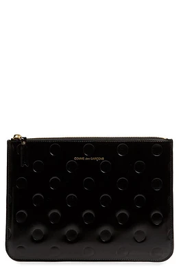 Comme des Garçons Wallets Dot Embossed Large Zip Pouch in Black at Nordstrom