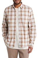 Wax London Shelly Plaid Flannel Button-Up Shirt Ecru/Brown at Nordstrom,