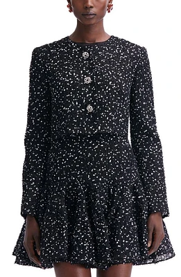 Oscar de la Renta Eyelash Tweed Short Jacket Black/White at Nordstrom,