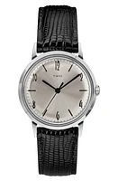 Timex Marlin Leather Strap Watch, 34mm in Black/Silver at Nordstrom