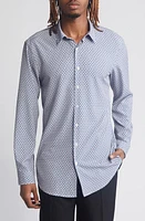 Open Edit Trim Fit Geometric Button-Up Shirt White - Pink at Nordstrom,