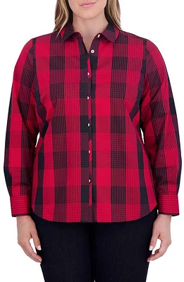 Foxcroft Charlie Buffalo Plaid Button-Up Shirt Red at Nordstrom,