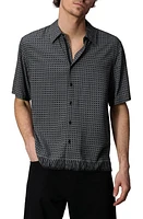 rag & bone Dalton Stretch Short Sleeve Button-Up Shirt Black at Nordstrom,