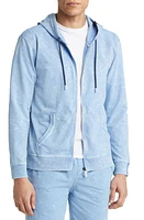 Stone Rose Acid Wash Zip Front Fleece Hoodie Light Blue at Nordstrom,