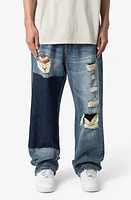 mnml Ultra Baggy One Knee Thrashed Ripped Jeans Blue at Nordstrom,