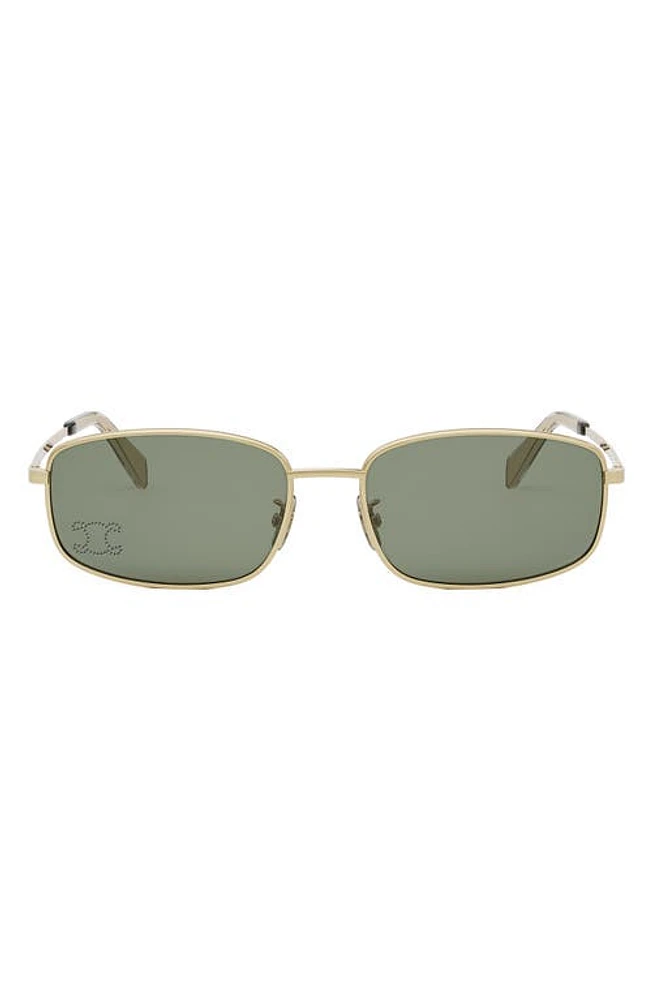 CELINE Triomphe 60mm Rectangular Sunglasses in Shiny Endura Gold /Green at Nordstrom