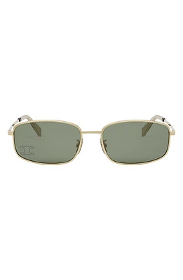 CELINE Triomphe 60mm Rectangular Sunglasses in Shiny Endura Gold /Green at Nordstrom