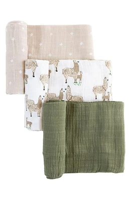 little unicorn 3-Pack Organic Cotton Muslin Swaddle Blankets in Llama Llama at Nordstrom