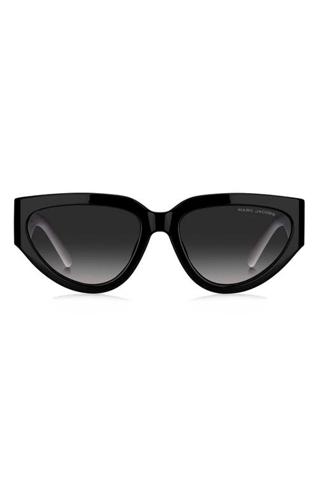 Marc Jacobs 57mm Cat Eye Sunglasses in Black Whte Grey Shaded at Nordstrom