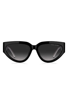 Marc Jacobs 57mm Cat Eye Sunglasses in Black Whte Grey Shaded at Nordstrom