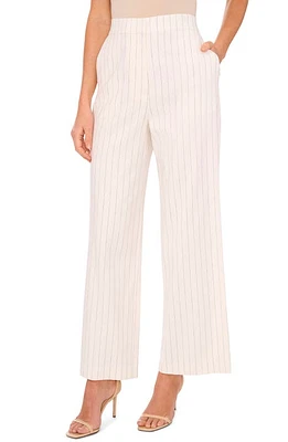 halogen(r) Stripe Elastic Back Wide Leg Pants New Ivory at Nordstrom,