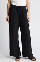 caslon(r) Drawstring Wide Leg Linen Cargo Pants at Nordstrom,