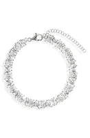 SHYMI Heart & Emerald Cubic Zirconia Tennis Bracelet in Silver/White at Nordstrom, Size 6