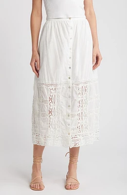 Cleobella Apollonia Lace Trim Midi Skirt Ivory at Nordstrom,