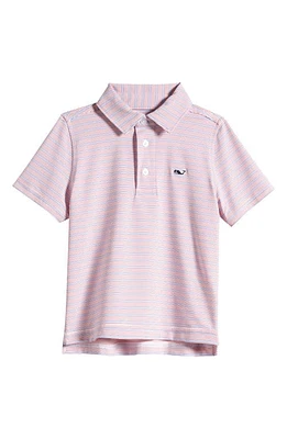 vineyard vines Kids' Sankaty Tricolor Stripe Performance Polo White/Racing Red at