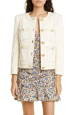 Veronica Beard Ferazia Stretch Cotton Jacket Ecru at Nordstrom,