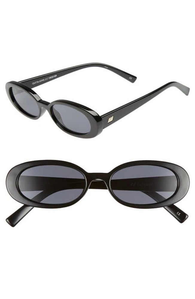 Le Specs Outta Love 51mm Oval Sunglasses in Black /Smoke Mono at Nordstrom