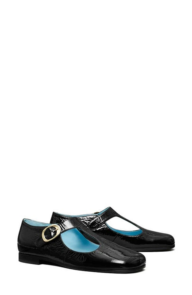 Tory Burch Violet T-Strap Flat Nero at Nordstrom,