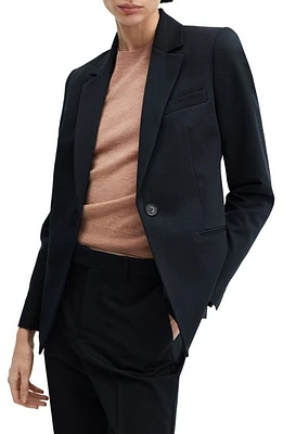 MANGO Fitted Suit Blazer Dark Navy at Nordstrom,