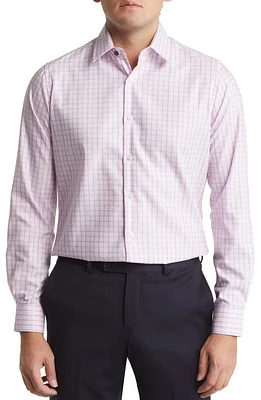 Duchamp Tailored Fit Check Dress Shirt Pink at Nordstrom,