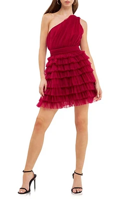 Endless Rose One-Shoulder Tiered Minidress at Nordstrom,