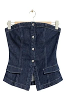 & Other Stories Strapless Organic Cotton Blend Denim Top Rinse Blue at Nordstrom,