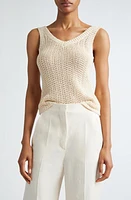 Max Mara Arrigo Openwork V-Neck Sweater Tank Ivory at Nordstrom,