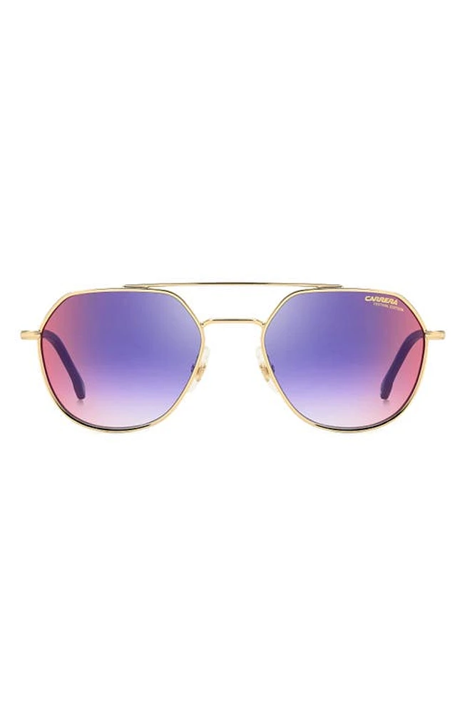 Carrera Eyewear 53mm Gradient Round Sunglasses in Black Gold B/Blue Sf Red at Nordstrom