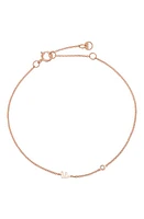 BYCHARI Initial & Diamond Bracelet in 14K Rose Gold-F at Nordstrom